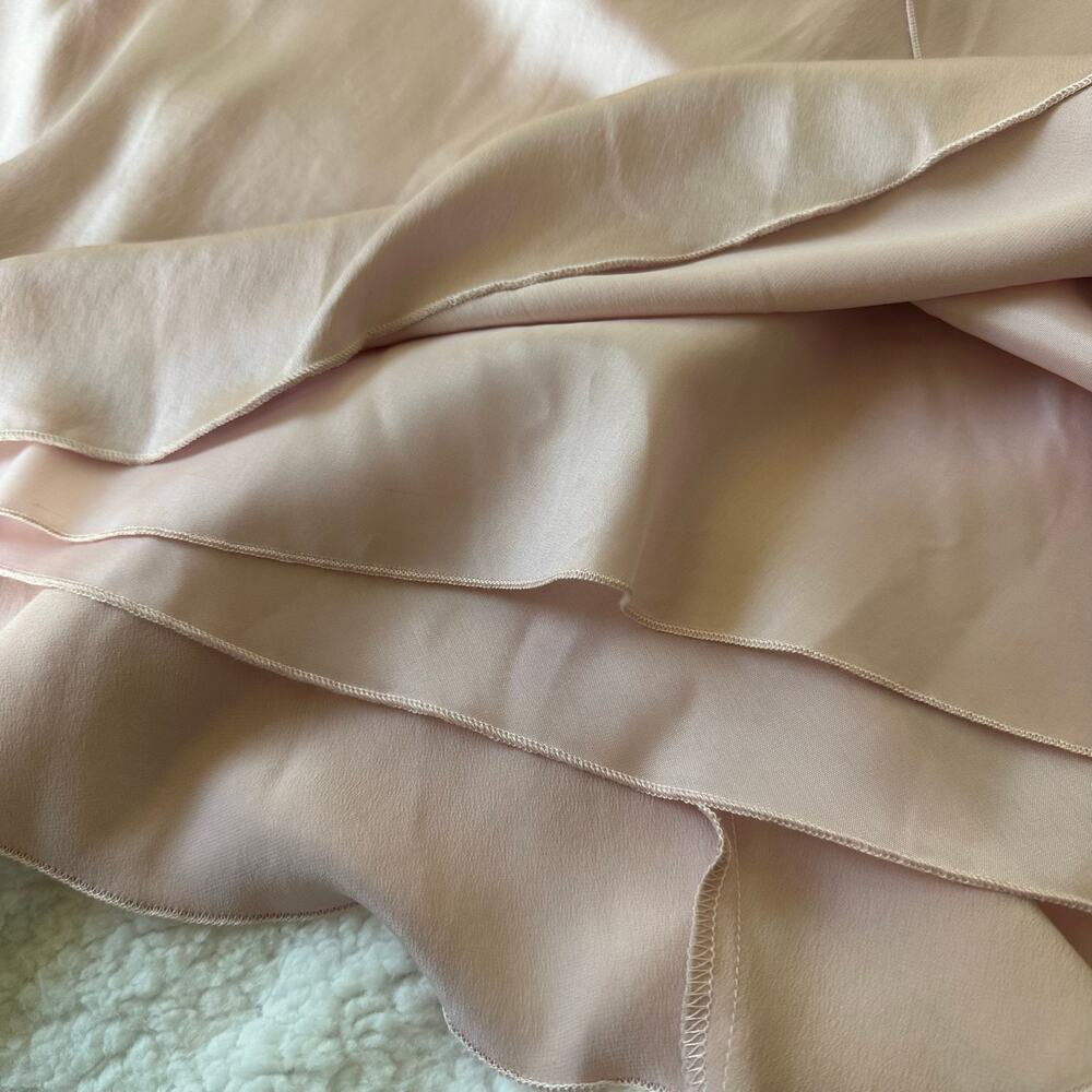 Renato Nucci Paris 100% Silk Blush Ruffle Slip Dress Midi Elegant French Design - Picture 11 of 13
